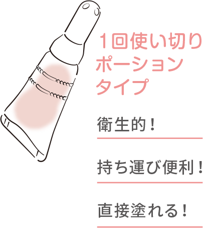 １回使い切りポーションタイプ 衛生的！ 持ち運び便利！ 直接塗れる！